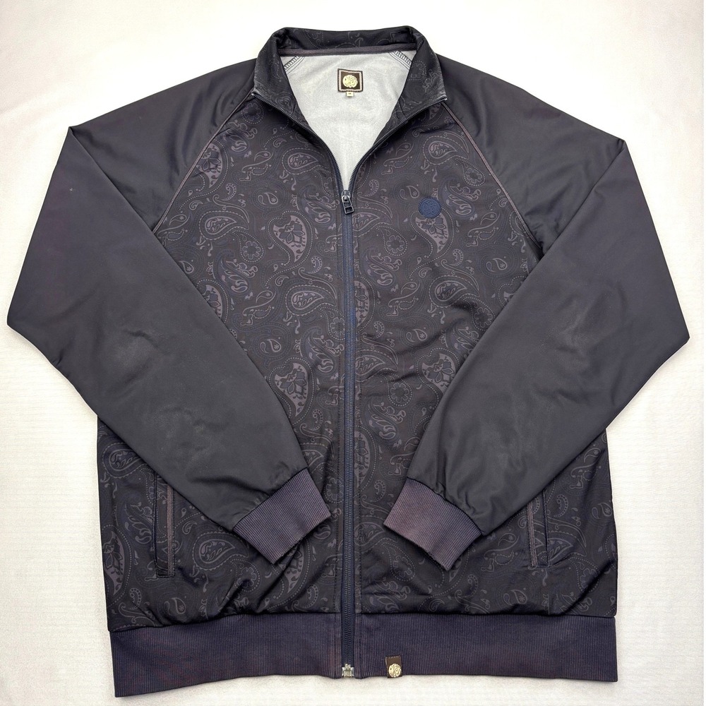 Pretty Green Mens Paisley Full Zip Track Jacket Black Size Medium